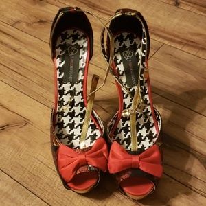 Red black and gold heels